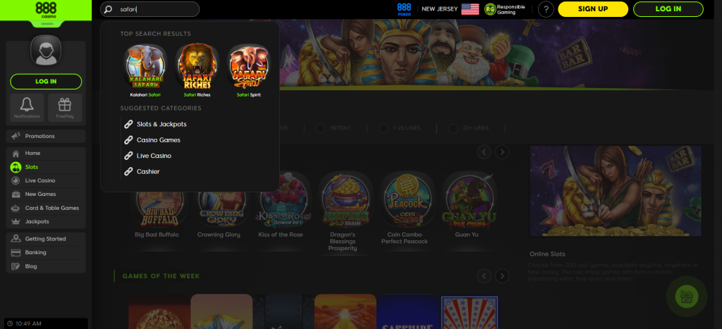 Screenshot of Safari Riches on 888Casino