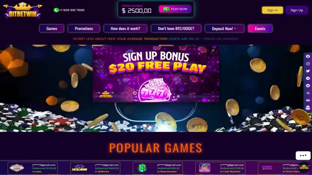 BitBetWin Casino No Deposit Bonus