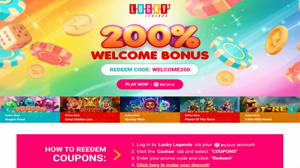 Lucky Legends Casino No Deposit Bonus