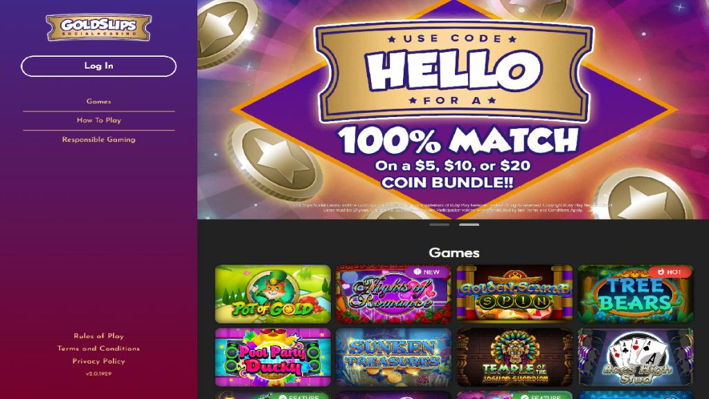 GoldSlips Social Casino No Deposit Bonus