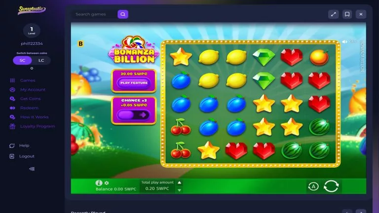 screenshot of bonanza billion slot