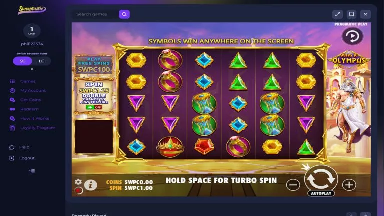 screenshot of gates of olympus slot