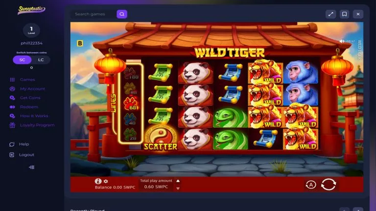 screenshot of wild tiger slot
