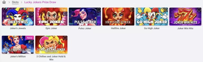 Screenshot of Pulsz Casino joker slots