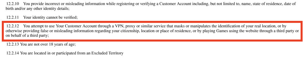 Sidepot Casino terms and conditions