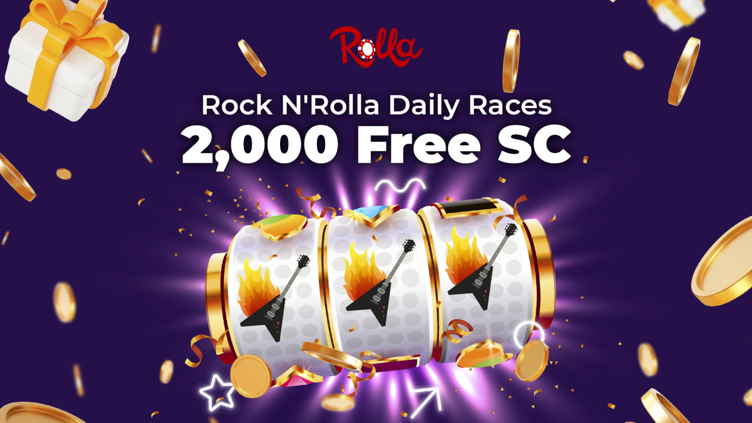 Rolla Casino Rock N’ Rolla Daily Races: 2,000 Free SC Prize Pool