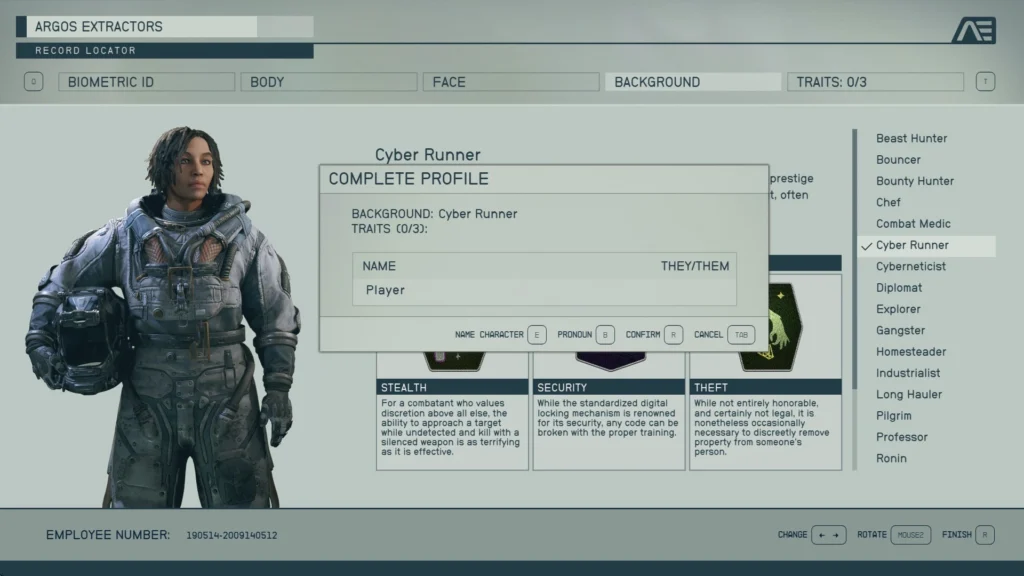 Starfield Character Creation Pronouns