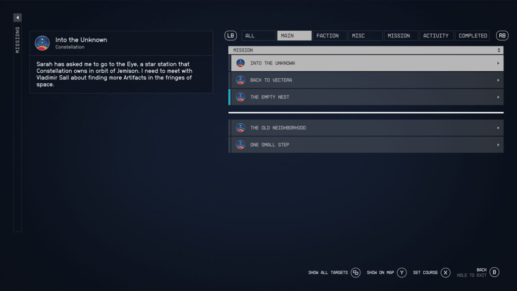 starfield main quest list