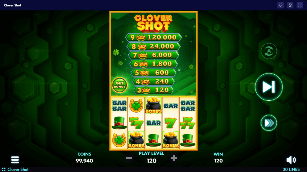 Screenshot of the bonus on Clover Shot on Funrize Casino