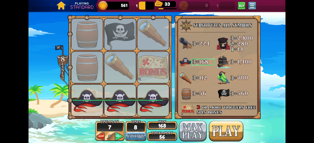 Screenshot of Blackbeard's Fortune on Funzpoints