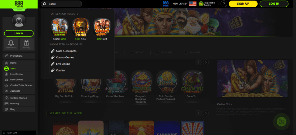 Screenshot of Safari Riches on 888Casino