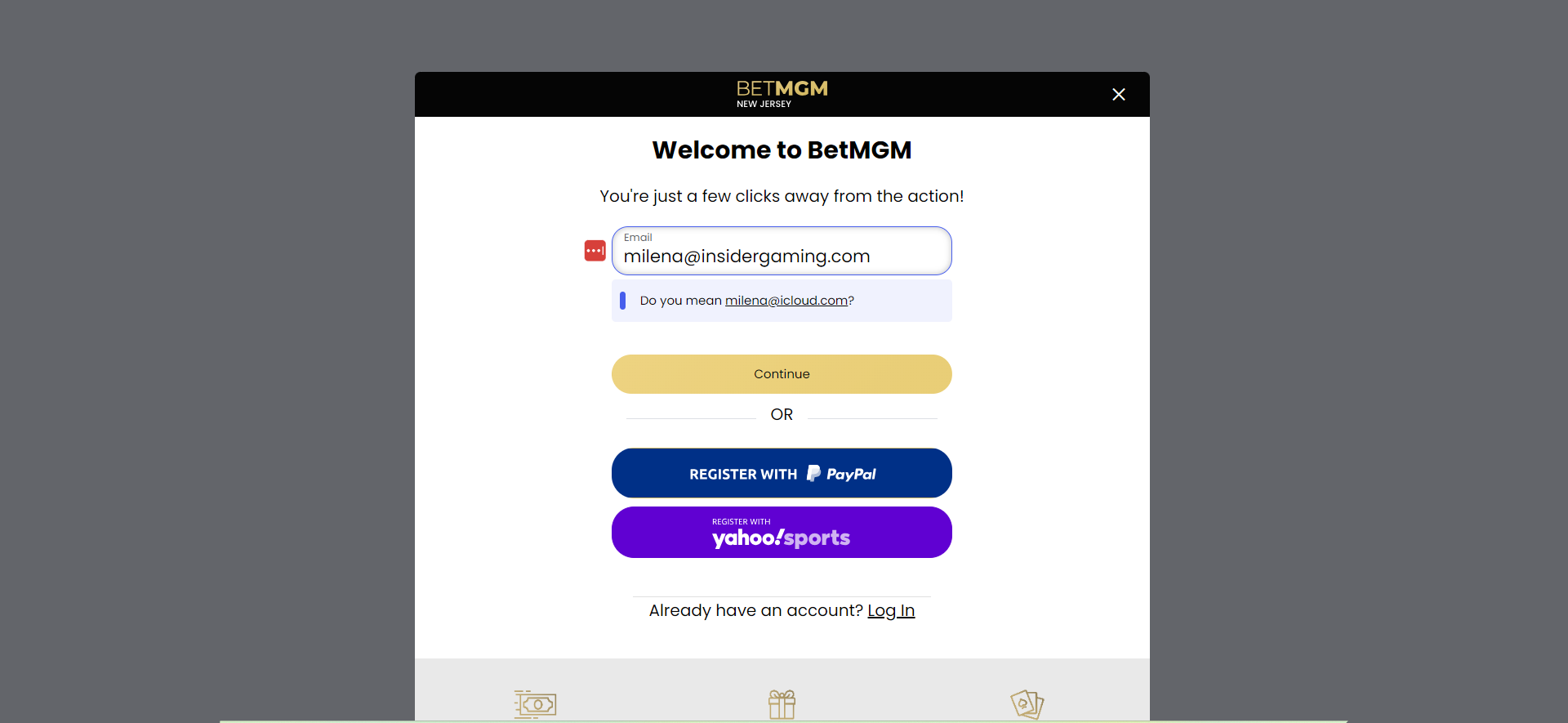 Screenshot of the Registration Page on BetMGM Casino