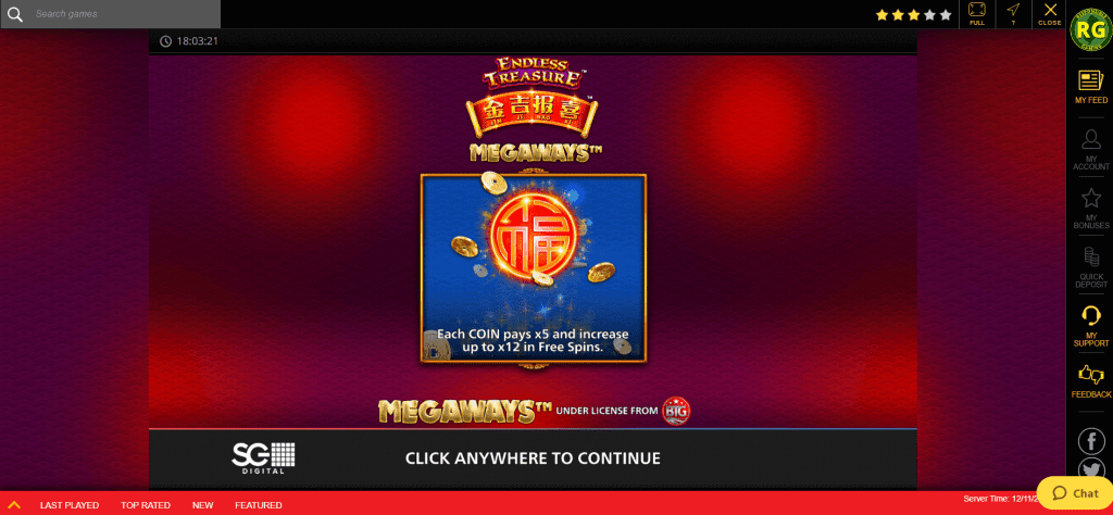 Screenshot of Jin Ji Bao Xi Endless Treasure on Golden Nugget Casino