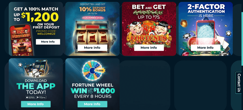 Screenshot of the Promotions on Ocean Casino