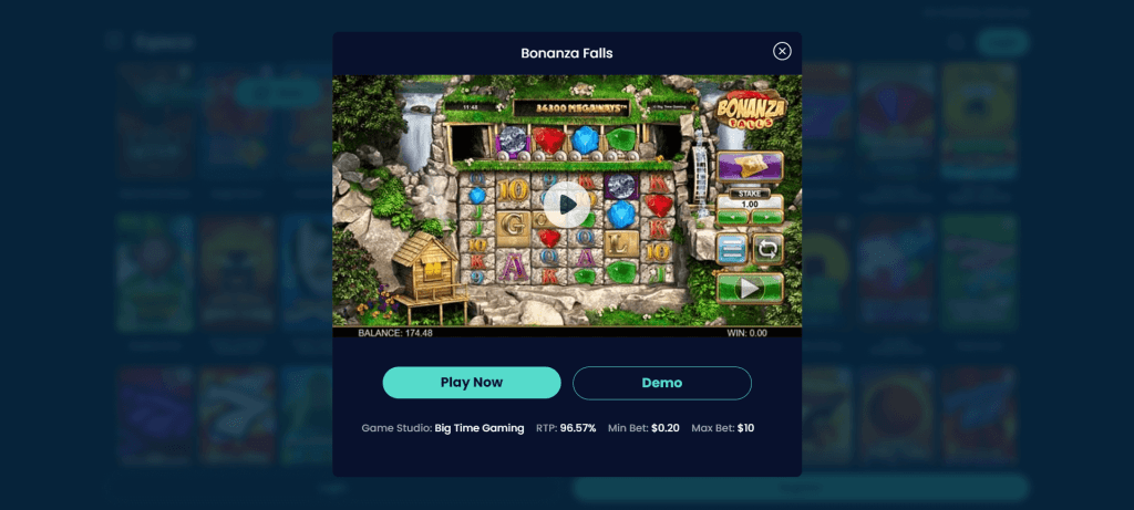 Screenshot of Bonanza Falls at Tipico Casino