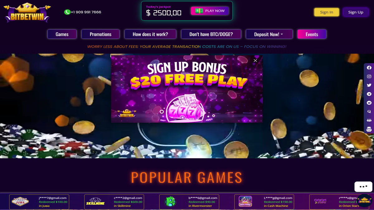 BitBetWin Casino No Deposit Bonus 20 Free Credits Updated March 2024