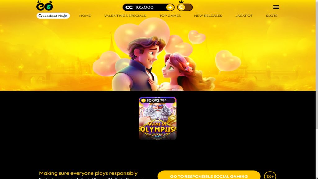 Screenshot of Gates Of Olympus JAckpot Play at Crown Coins Casino