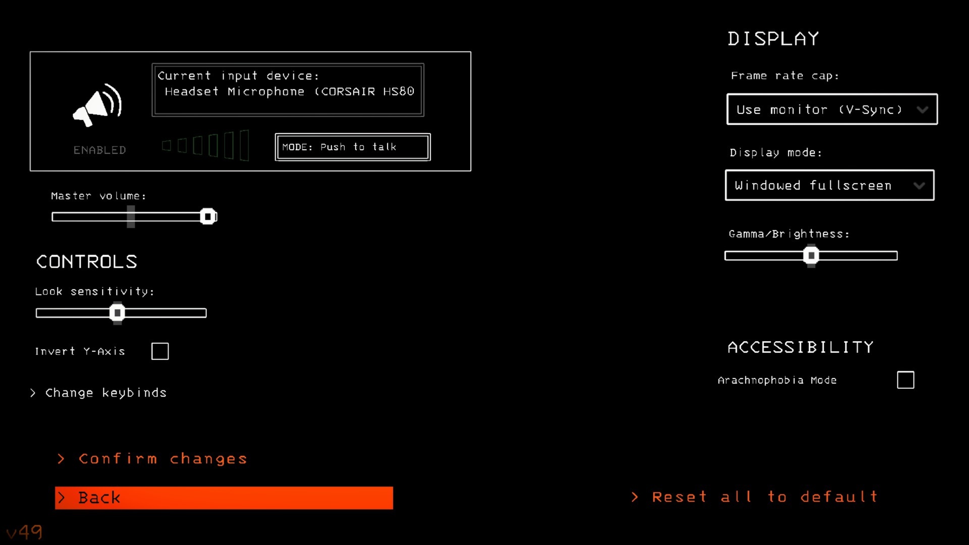 Lethal Company Settings Menu