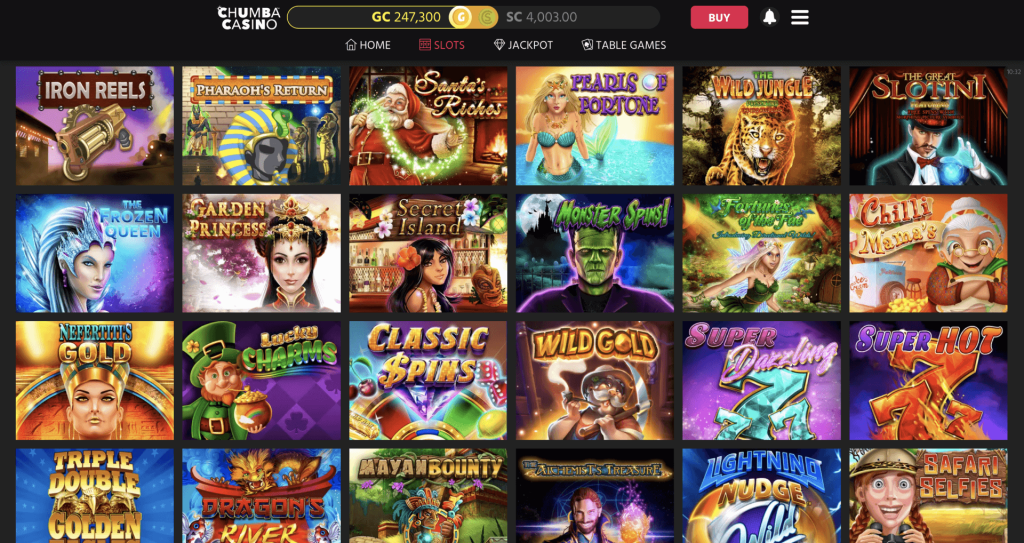 Screenshot of the Slots at Chumba Casino