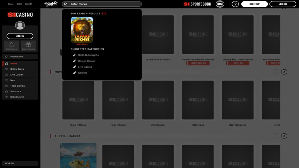 Screenshot of Safari Riches on Sports Illustrated Casino