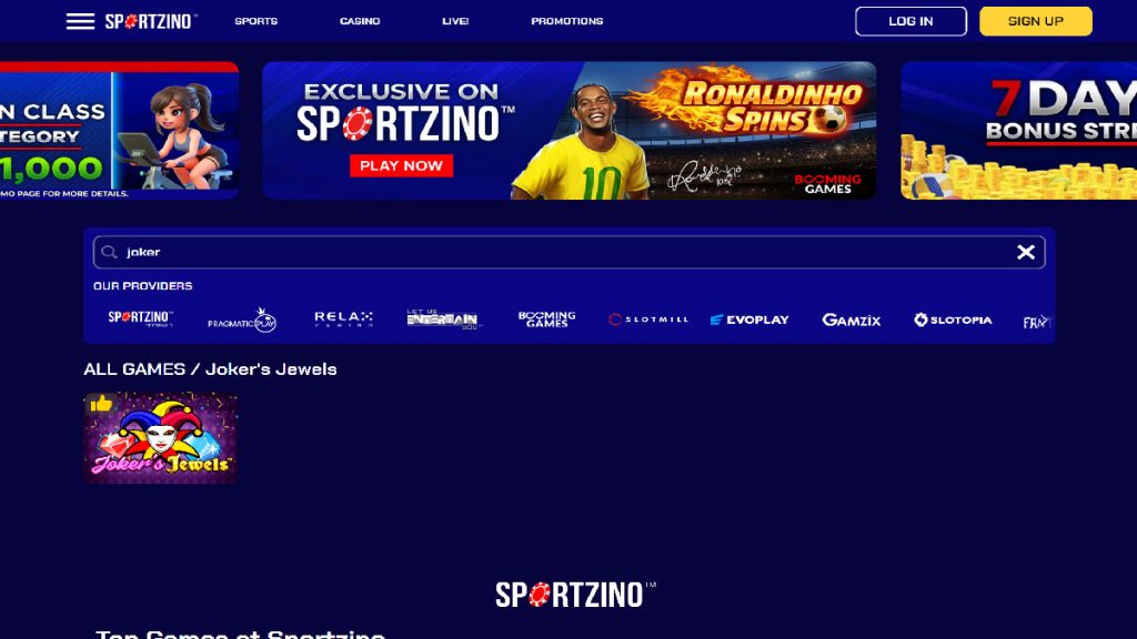 Screenshot of Joker's Jewels at Sportzino Casino