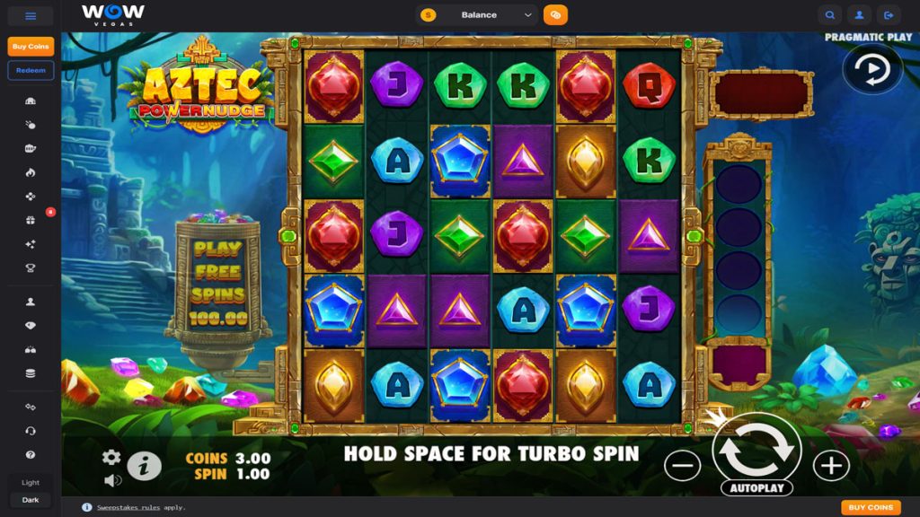 screenshot of aztec powernudge slot 