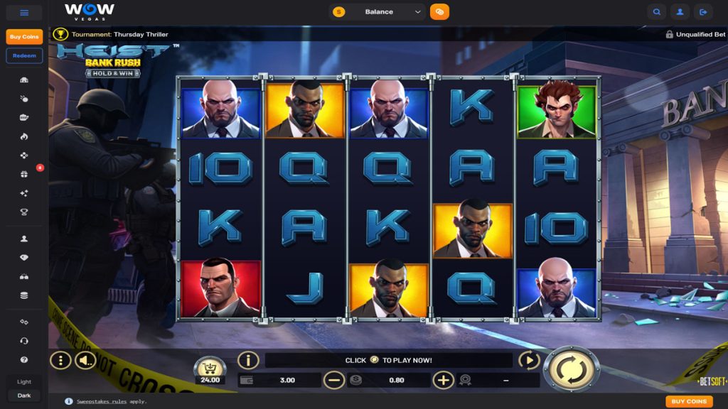 screenshot of heist bank rush hold and win slot