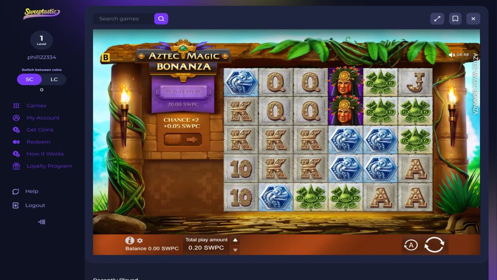 screenshot of aztec magic bonanza slot