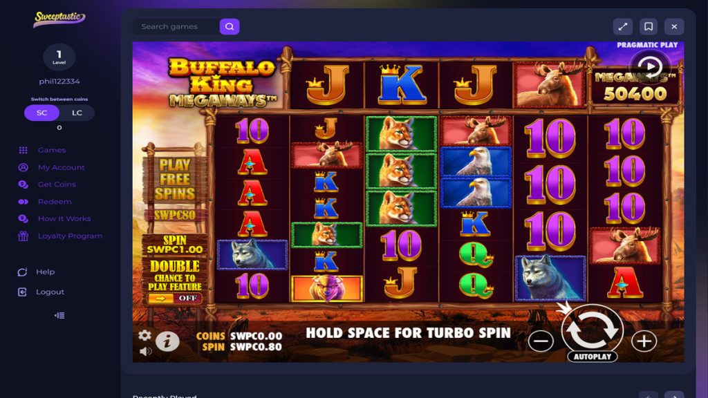 screenshot of buffalo king megaways slot