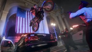 character using a bike to jump over vehicles in Black Ops 6