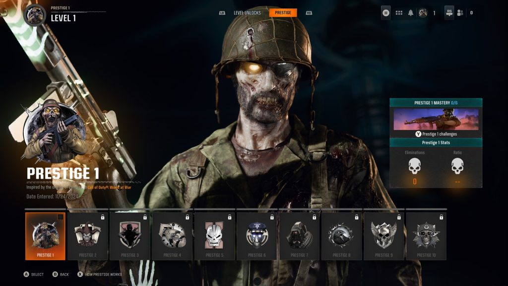 an image of all Prestige levels in Black Ops 6