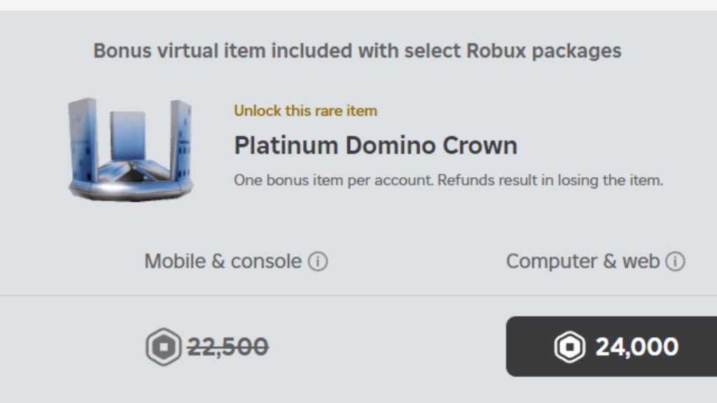 How to get the Platinum Domino Crown in Roblox