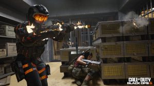 black ops 6 operator aiming assault rifle on racket map