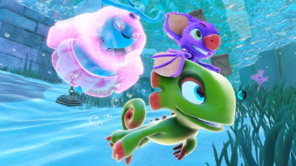 yooka and laylee swimming