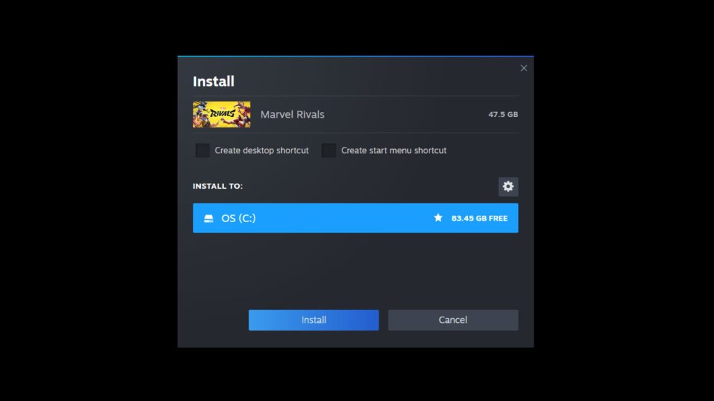 marvel rivals pc file size