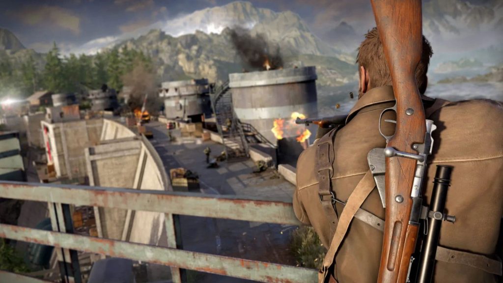 main character in sniper elite resistance firing sniper rifle