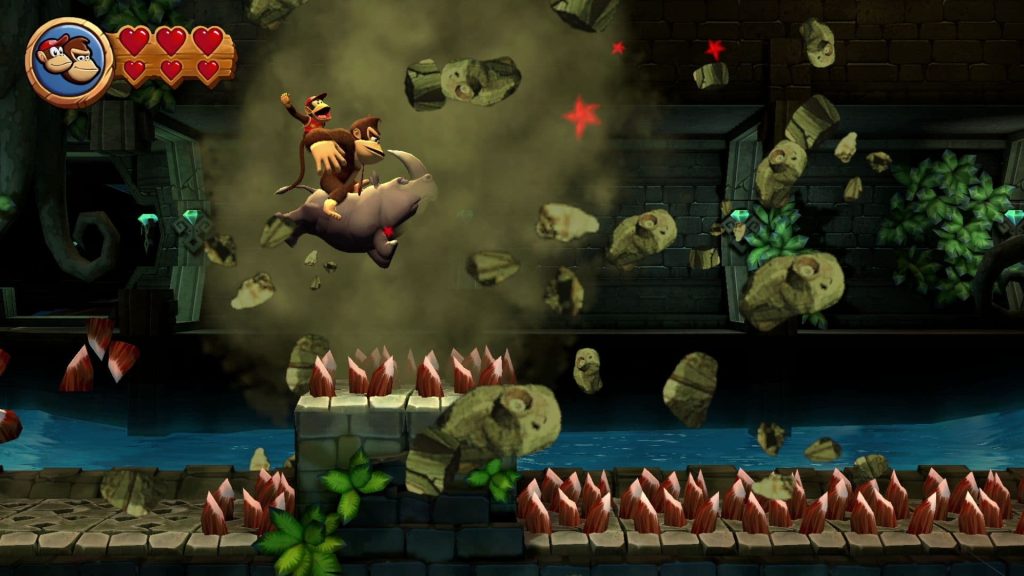 donkey kong riding rhino in donkey kong country returns hd