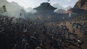 main character charging through battlefield on horse in dynasty warriors origins