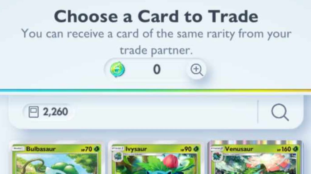 choosing a pokemon to trade in pokemon tcg pocket