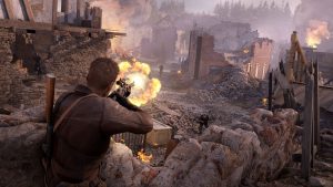 harry hawker aiming rifle in sniper elite resistance