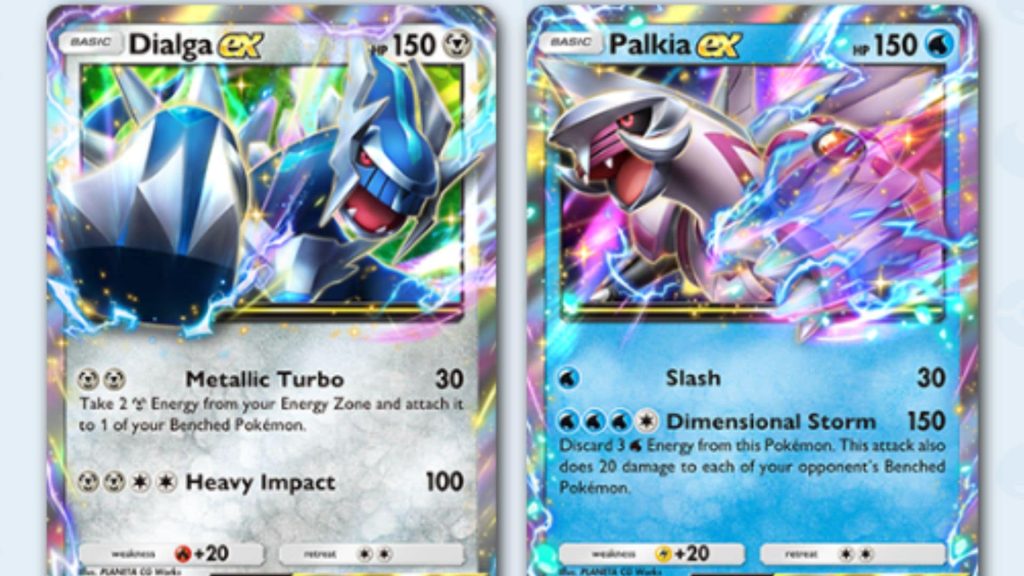 dialga and palkia in pokemon tcg pocket space-time smackdown set