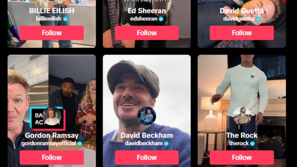 celebrity tiktok profiles