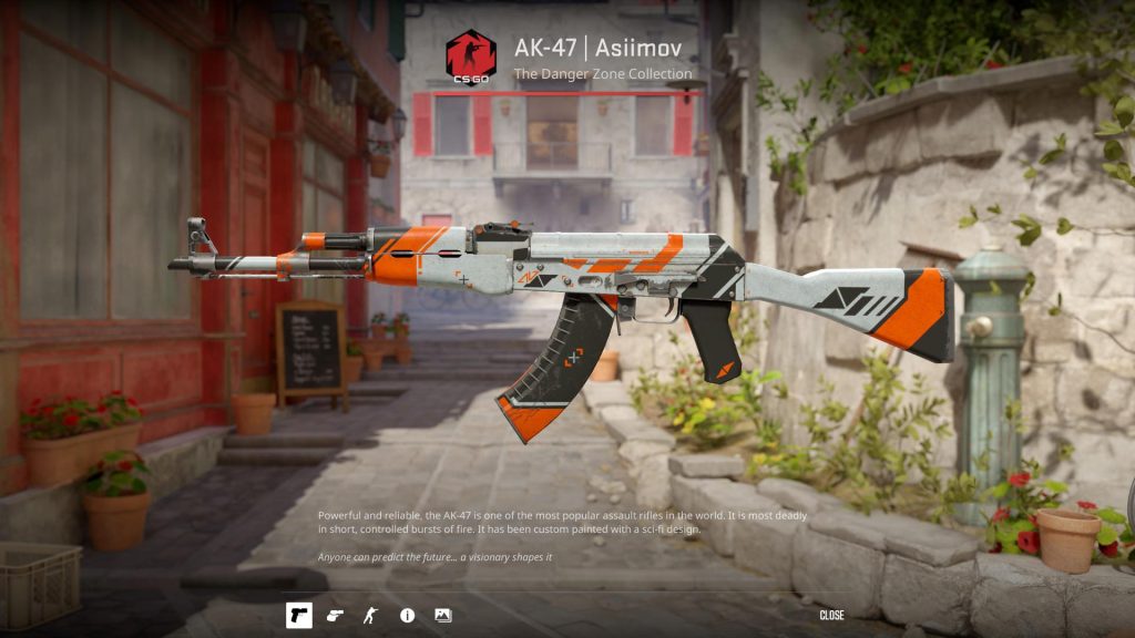 Battle-Scarred Asiimov AK-47 skin in Counter-Strike 2.