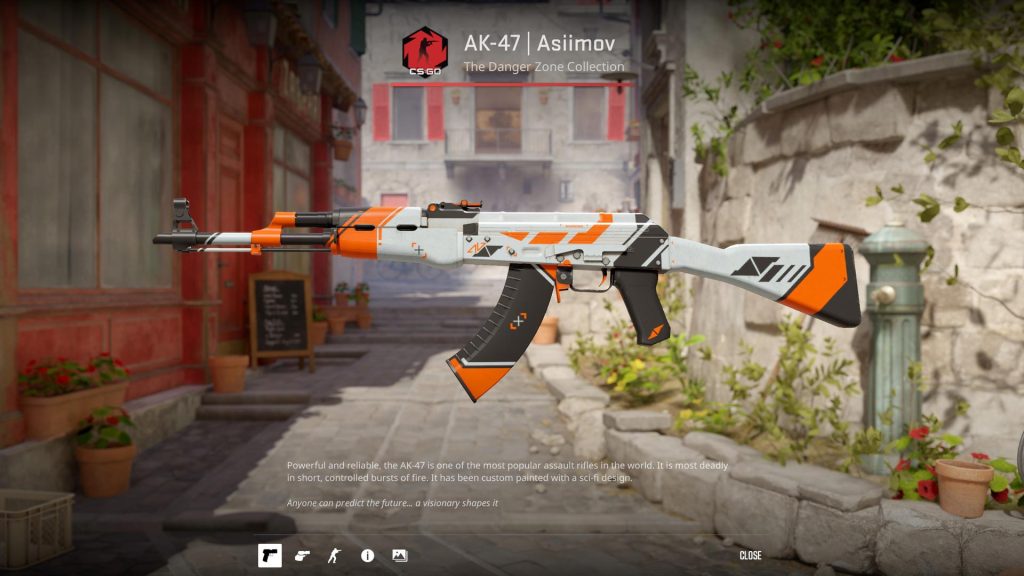 Factory New Asiimov AK-47 skin in Counter-Strike 2.