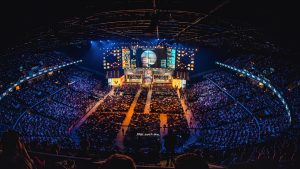 The crowd at the PGL CS2 Copenhagen Major watches the action on stage.