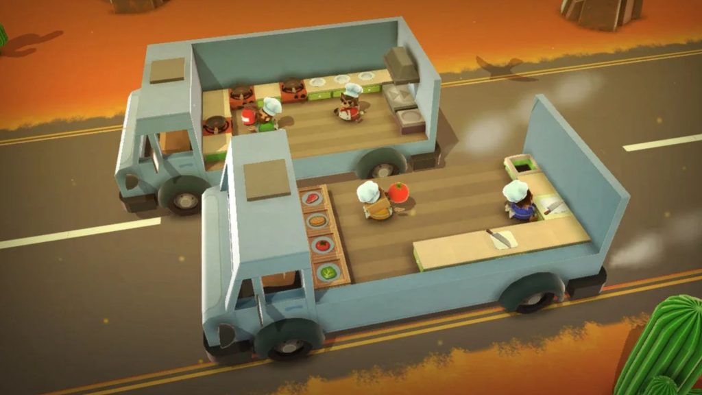 throwing food across vehicles in overcooked