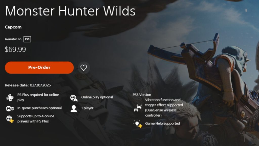 monster hunter wilds on playstation store