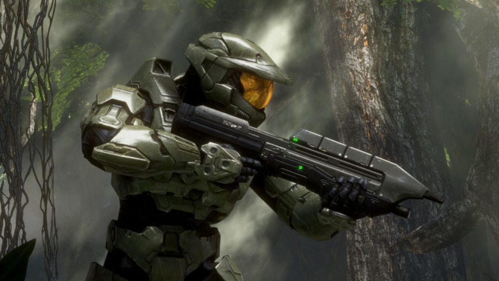 master chief walking with rifle in halo collection