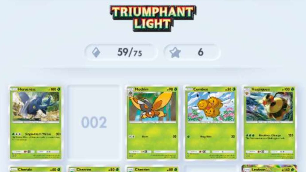 triumphant light card collection in pokemon tcg pocket