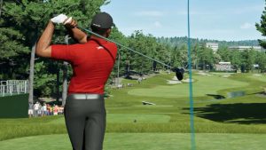 tiger woods hitting drive in pga tour 2k25